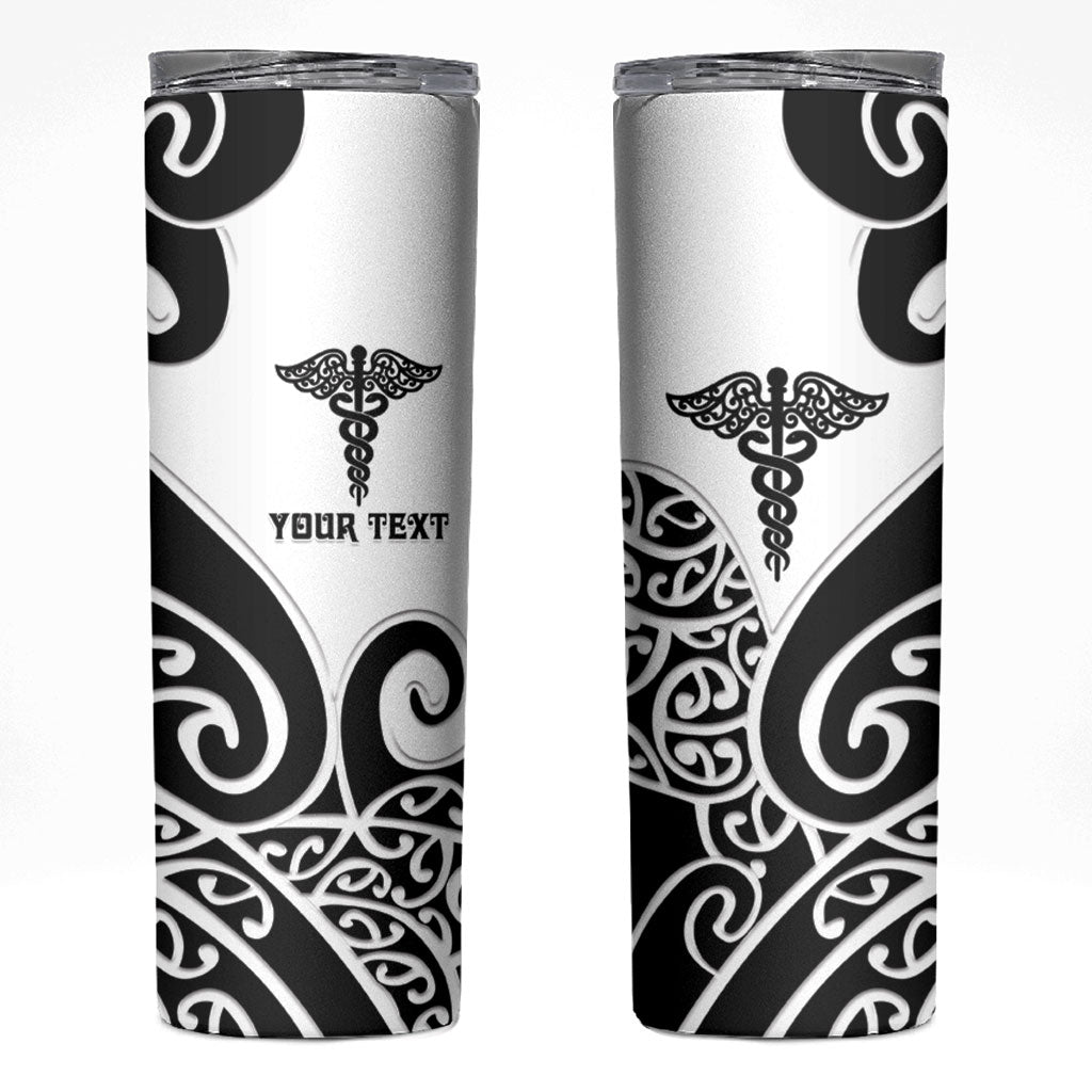 Personalised New Zealand Nurse Skinny Tumbler Maori Koru Black Version LT05 Black - Polynesian Pride