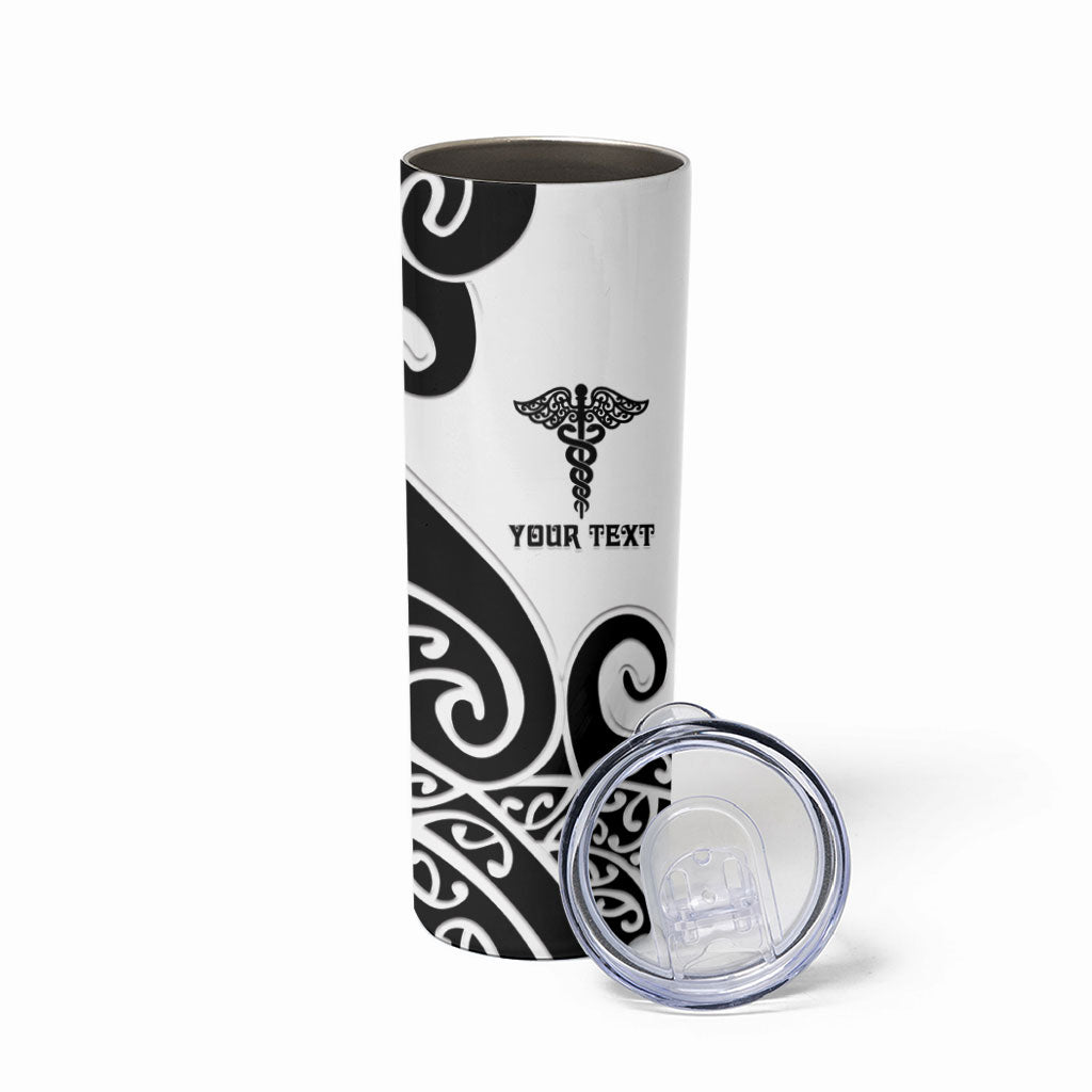 Personalised New Zealand Nurse Skinny Tumbler Maori Koru Black Version LT05 - Polynesian Pride
