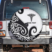Personalised New Zealand Nurse Spare Tire Cover Maori Koru Black Version