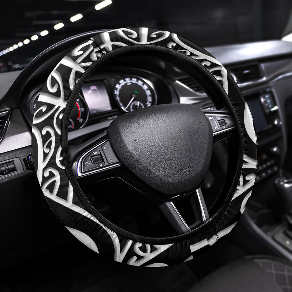 New Zealand Nurse Steering Wheel Cover Maori Koru Black Version