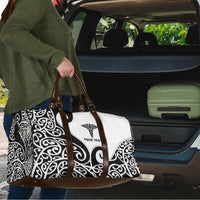 Personalised New Zealand Nurse Travel Bag Maori Koru Black Version