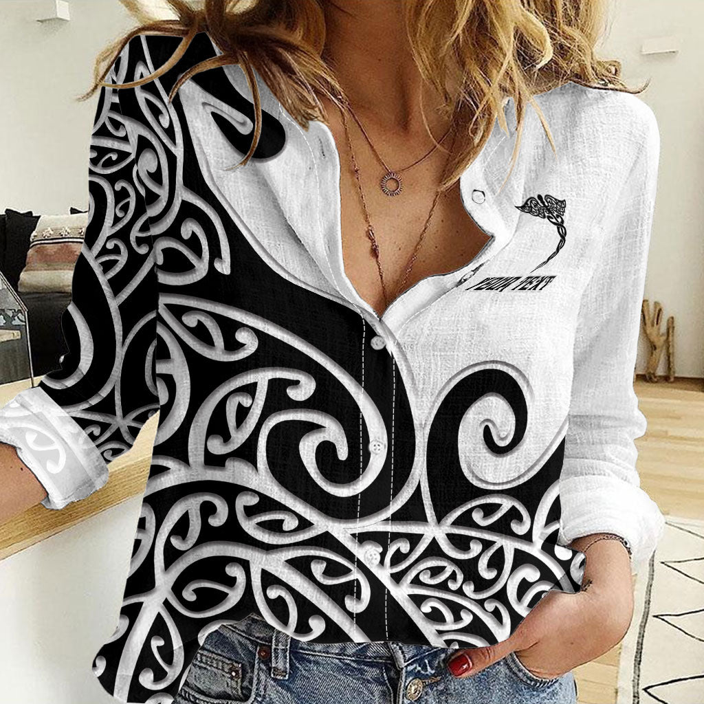 Personalised New Zealand Nurse Women Casual Shirt Maori Koru Black Version LT05 Female Black - Polynesian Pride