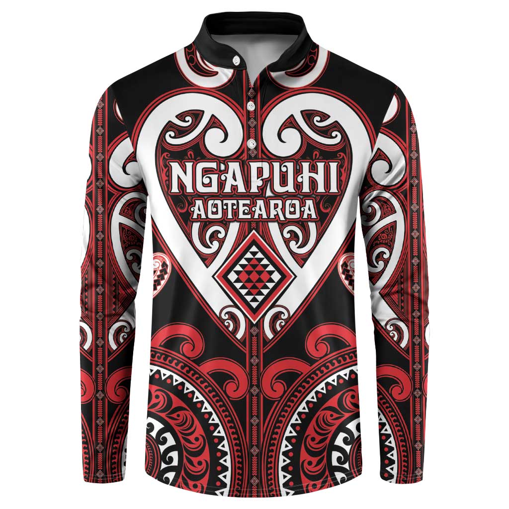 Custom Aotearoa Ngapuhi Button Sweatshirt Maori Tribal Pattern