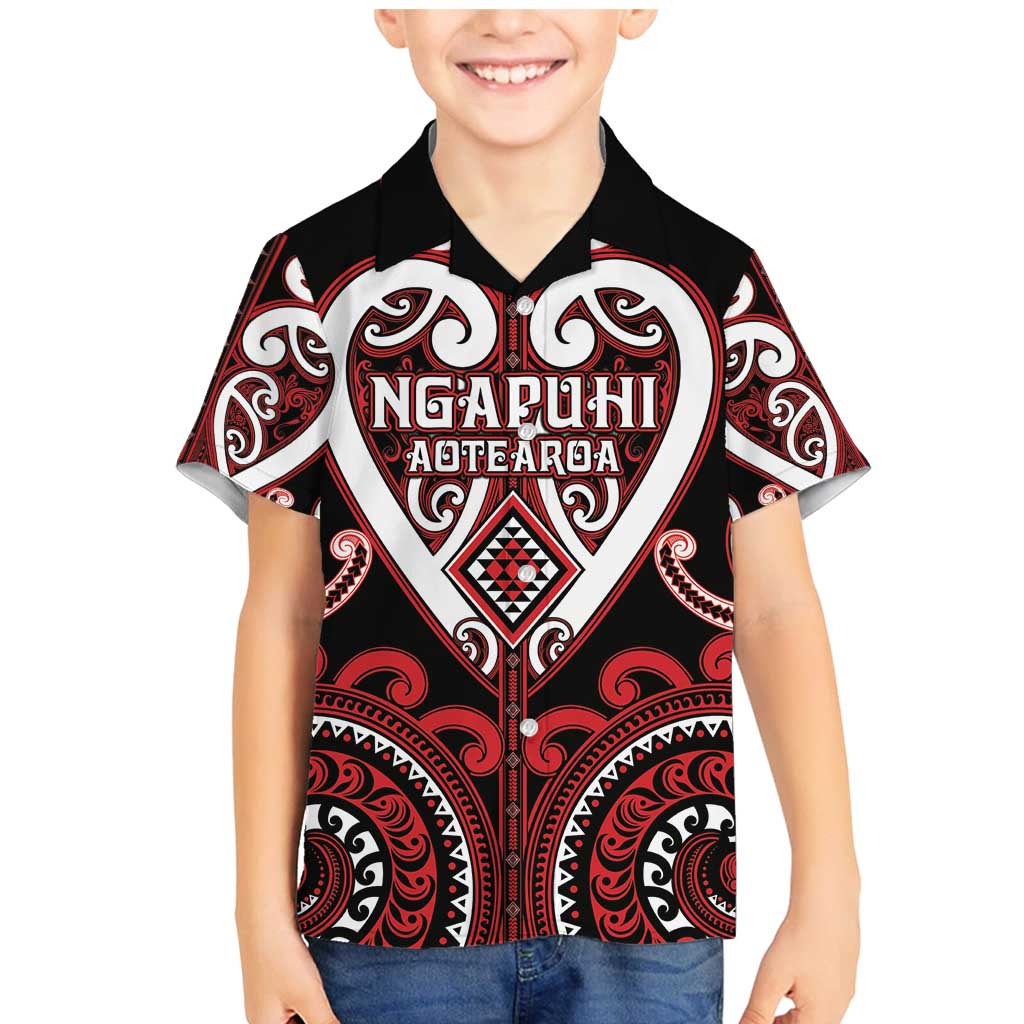 Custom Aotearoa Ngapuhi Family Matching Mermaid Dress and Hawaiian Shirt Maori Tribal Pattern LT05 Son's Shirt Red - Polynesian Pride