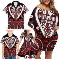 Custom Aotearoa Ngapuhi Family Matching Off Shoulder Short Dress and Hawaiian Shirt Maori Tribal Pattern LT05 - Polynesian Pride
