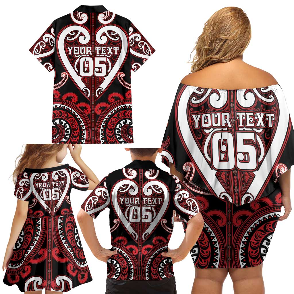 Custom Aotearoa Ngapuhi Family Matching Off Shoulder Short Dress and Hawaiian Shirt Maori Tribal Pattern LT05 - Polynesian Pride