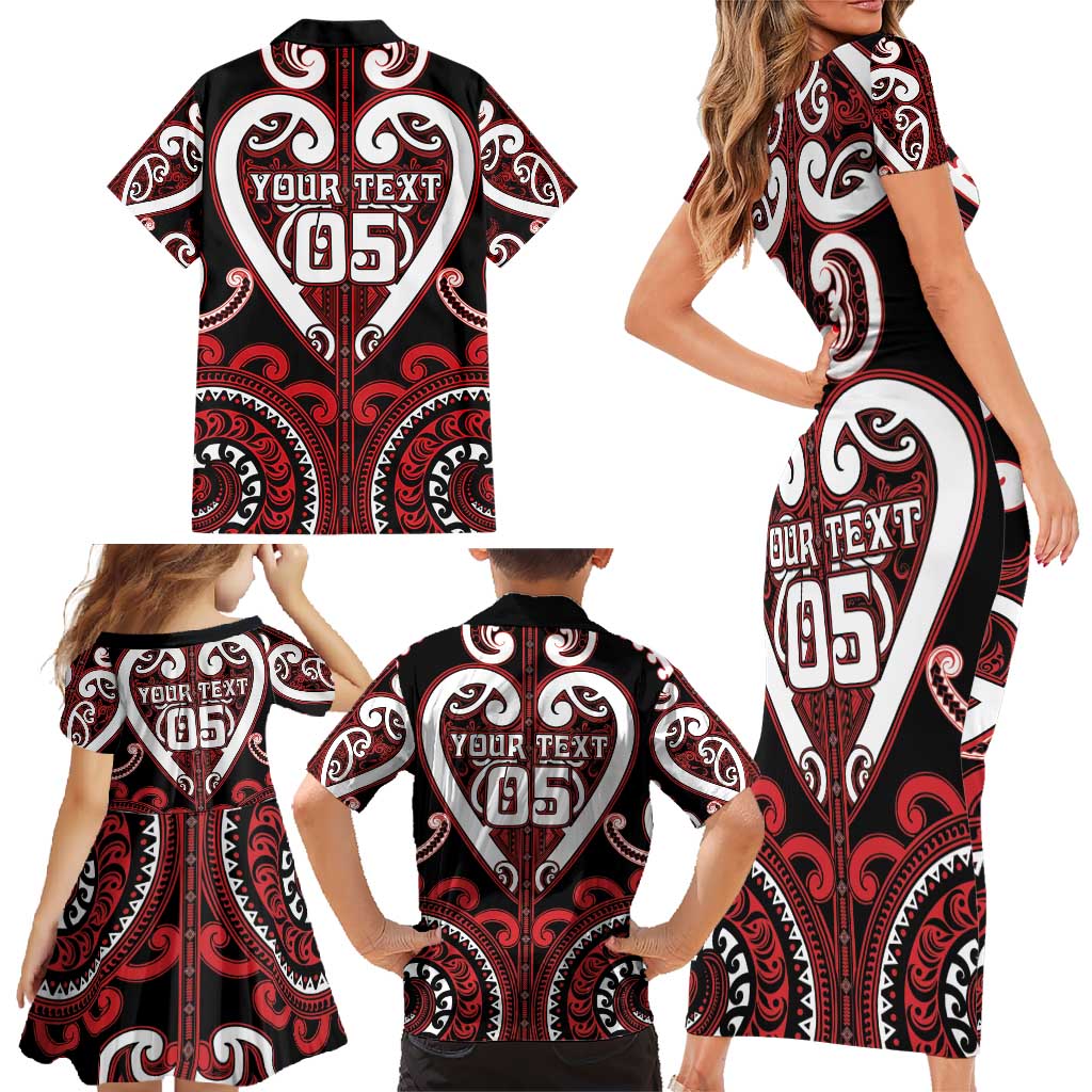 Custom Aotearoa Ngapuhi Family Matching Short Sleeve Bodycon Dress and Hawaiian Shirt Maori Tribal Pattern