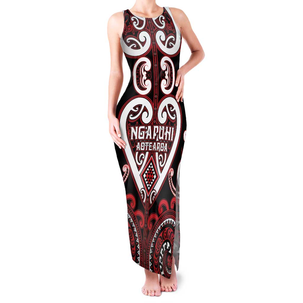 Custom Aotearoa Ngapuhi Family Matching Tank Maxi Dress and Hawaiian Shirt Maori Tribal Pattern