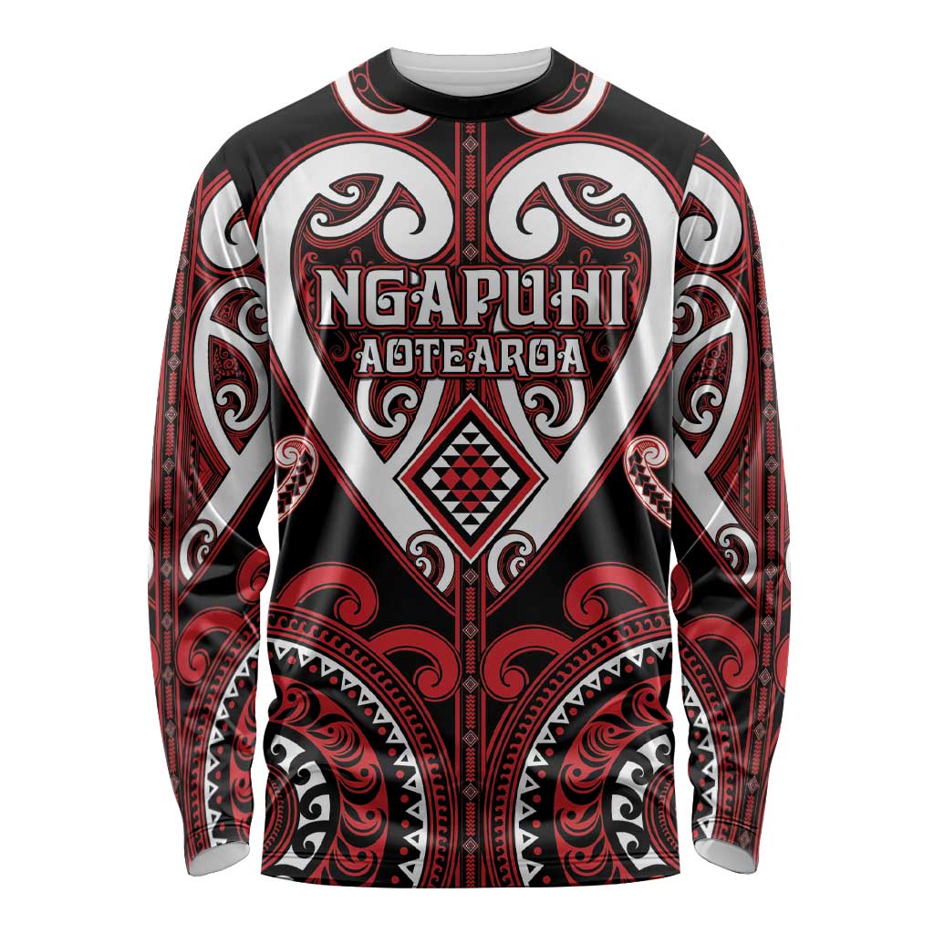 Custom Aotearoa Ngapuhi Long Sleeve Shirt Maori Tribal Pattern