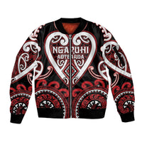Custom Aotearoa Ngapuhi Sleeve Zip Bomber Jacket Maori Tribal Pattern