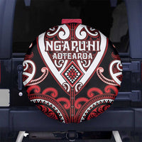 Aotearoa Ngapuhi Spare Tire Cover Maori Tribal Pattern LT05 No hole Red - Polynesian Pride