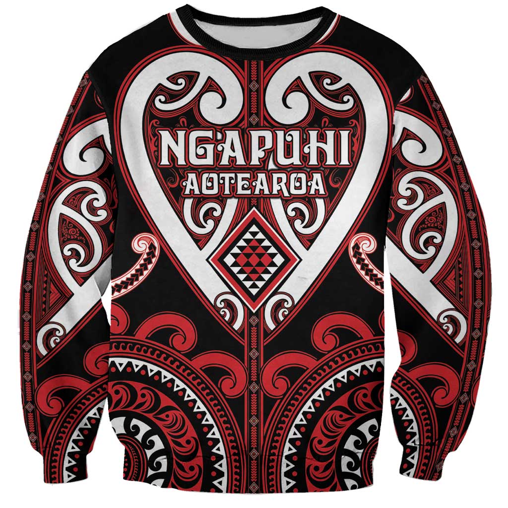 Custom Aotearoa Ngapuhi Sweatshirt Maori Tribal Pattern