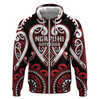 Custom Aotearoa Ngapuhi Zip Hoodie Maori Tribal Pattern LT05 Zip Hoodie Red - Polynesian Pride