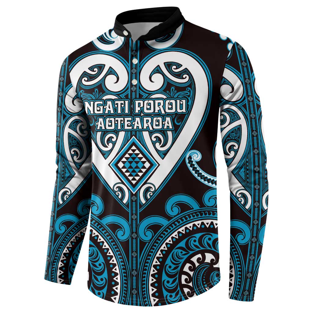 Custom Aotearoa Ngati Porou Button Sweatshirt Maori Tribal Pattern