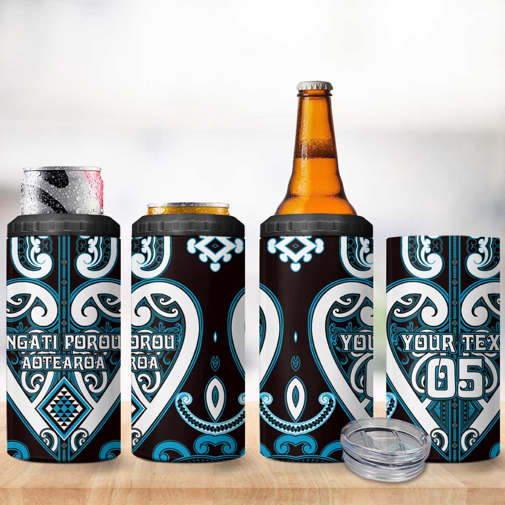 Custom Aotearoa Ngati Porou 4 in 1 Can Cooler Tumbler Maori Tribal Pattern
