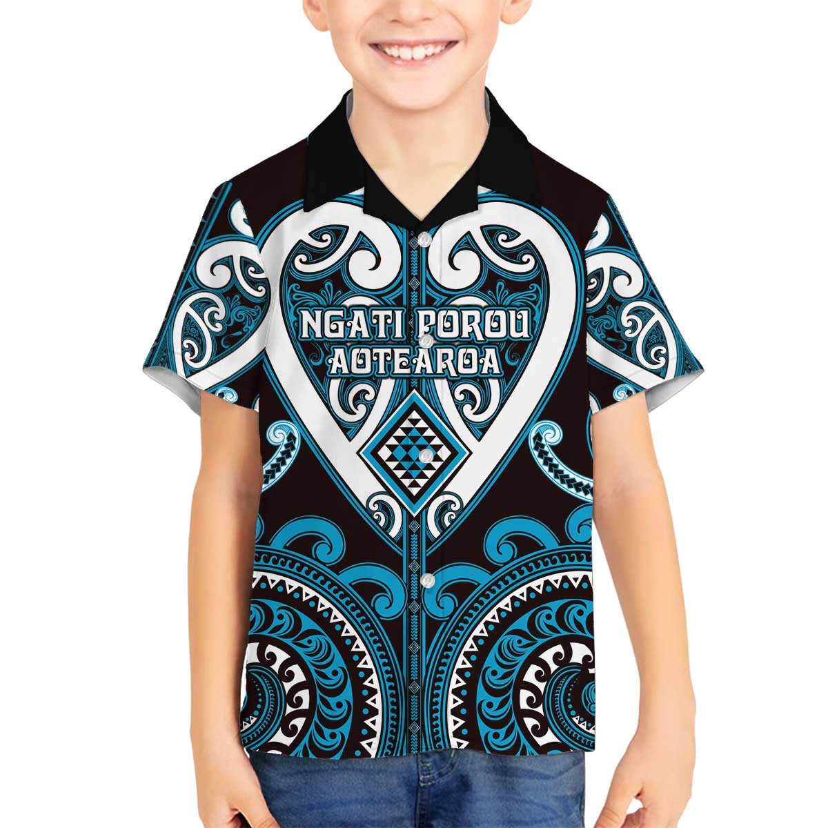 Custom Aotearoa Ngati Porou Family Matching Off The Shoulder Long Sleeve Dress and Hawaiian Shirt Maori Tribal Pattern