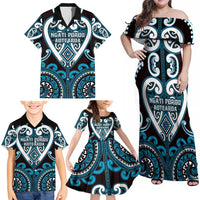 Custom Aotearoa Ngati Porou Family Matching Off Shoulder Maxi Dress and Hawaiian Shirt Maori Tribal Pattern LT05 - Polynesian Pride