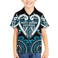 Custom Aotearoa Ngati Porou Family Matching Short Sleeve Bodycon Dress and Hawaiian Shirt Maori Tribal Pattern
