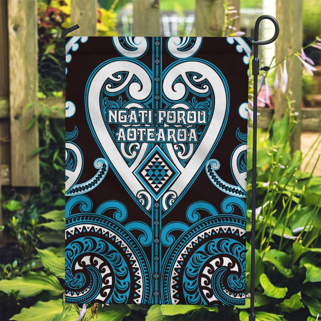 Aotearoa Ngati Porou Garden Flag Maori Tribal Pattern LT05 Garden Flag Blue - Polynesian Pride