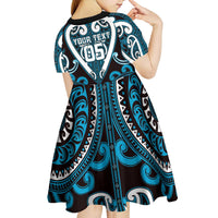 Custom Aotearoa Ngati Porou Kid Short Sleeve Dress Maori Tribal Pattern