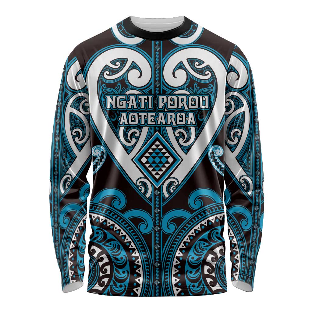 Custom Aotearoa Ngati Porou Long Sleeve Shirt Maori Tribal Pattern