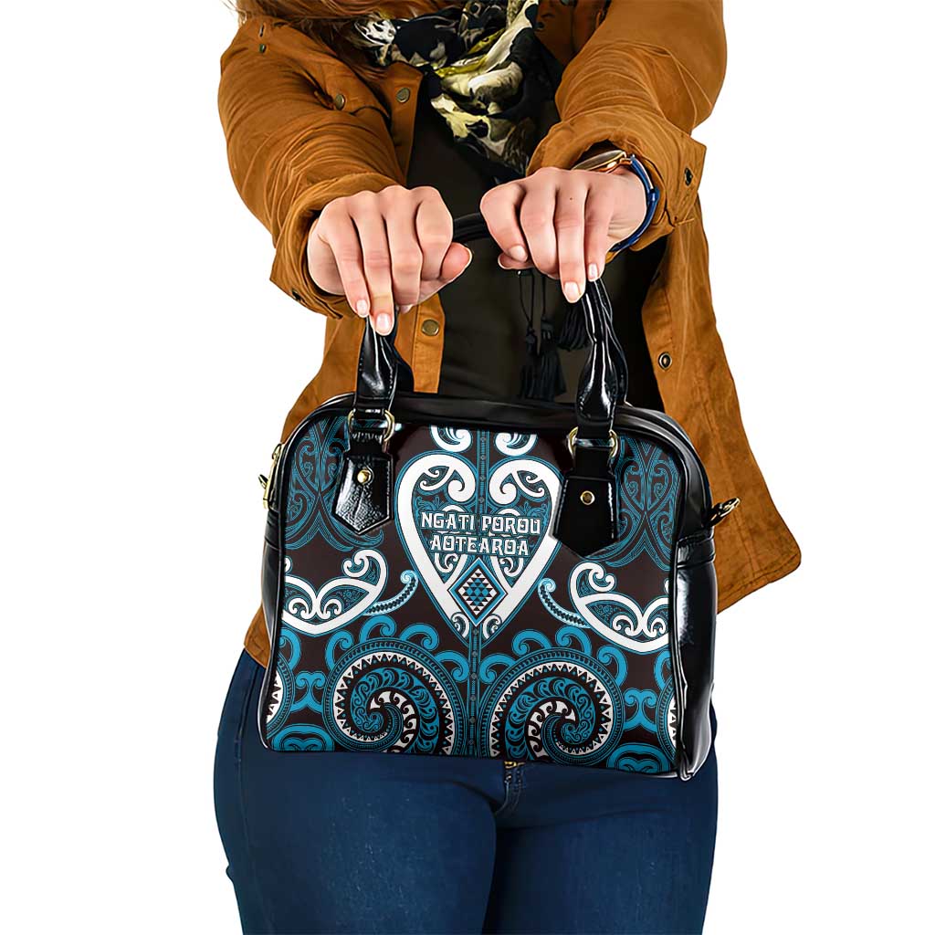 Aotearoa Ngati Porou Shoulder Handbag Maori Tribal Pattern LT05 One Size Blue - Polynesian Pride