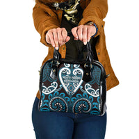 Aotearoa Ngati Porou Shoulder Handbag Maori Tribal Pattern LT05 One Size Blue - Polynesian Pride