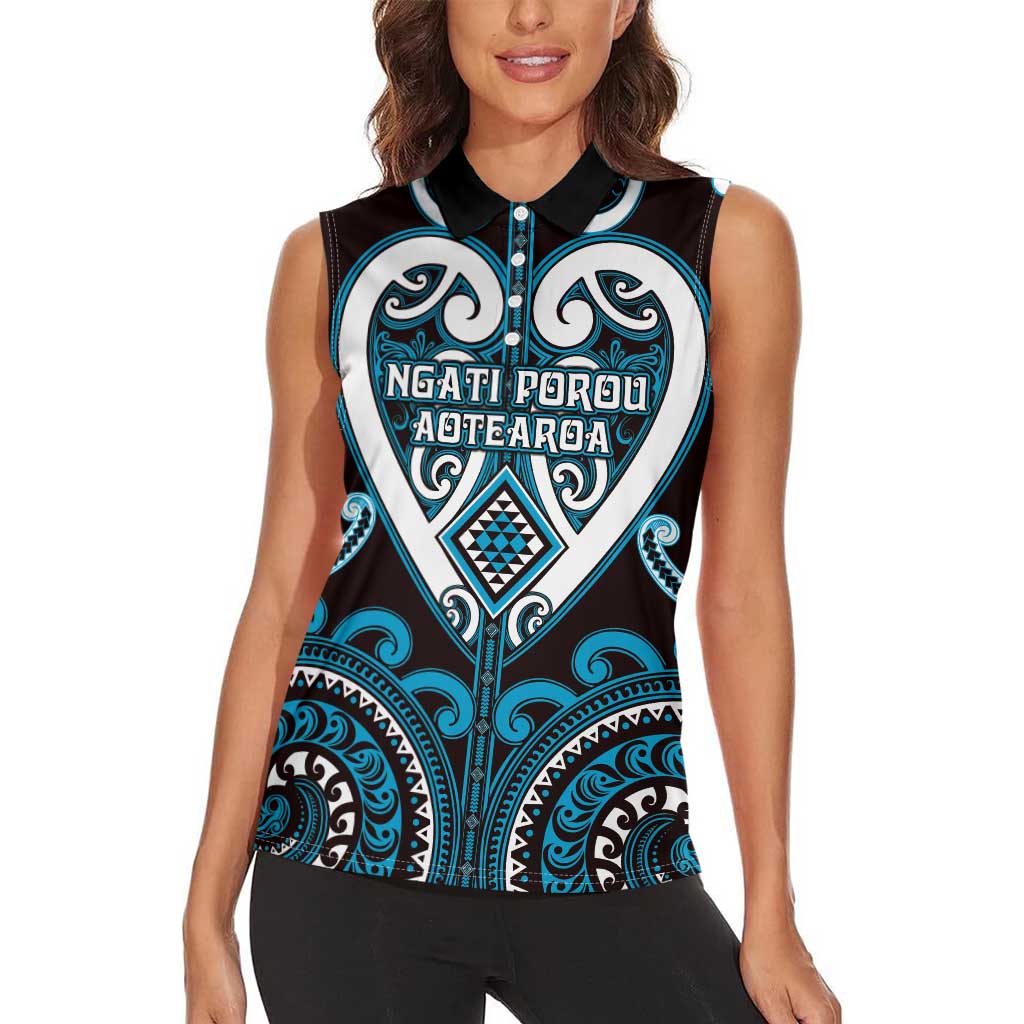 Custom Aotearoa Ngati Porou Women Sleeveless Polo Shirt Maori Tribal Pattern LT05 - Polynesian Pride