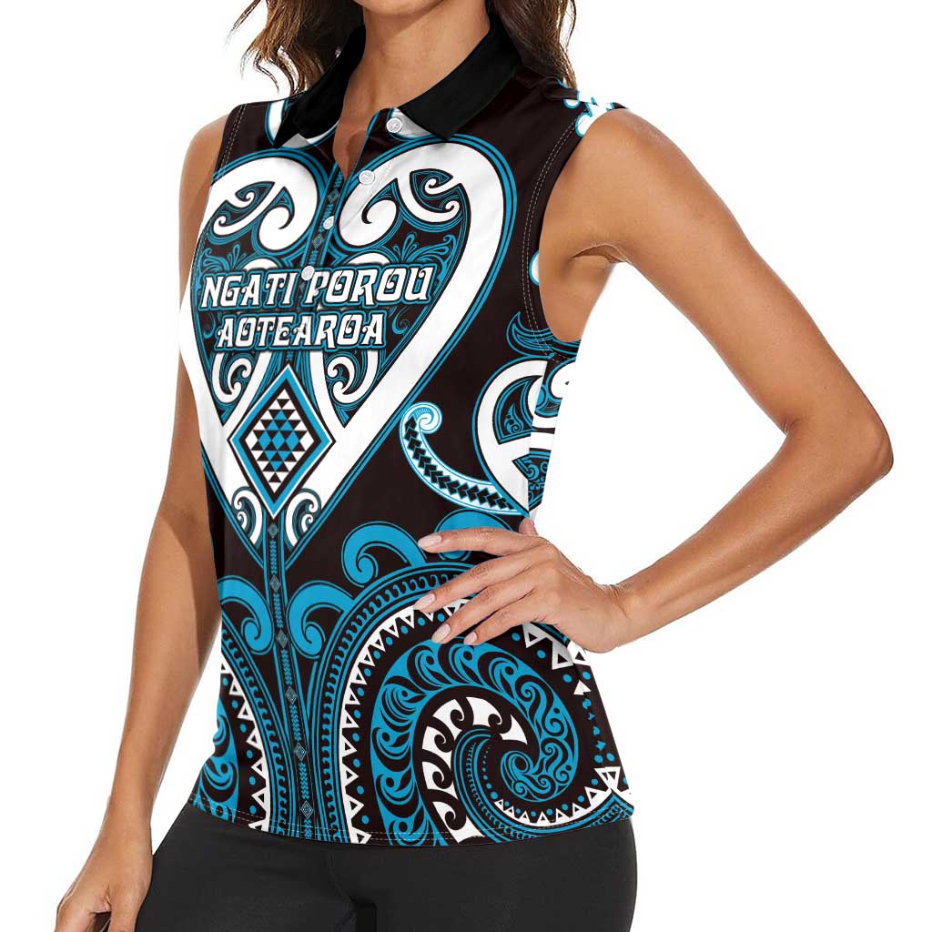 Custom Aotearoa Ngati Porou Women Sleeveless Polo Shirt Maori Tribal Pattern LT05 - Polynesian Pride