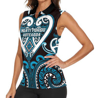 Custom Aotearoa Ngati Porou Women Sleeveless Polo Shirt Maori Tribal Pattern LT05 - Polynesian Pride