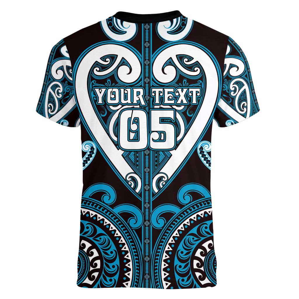 Custom Aotearoa Ngati Porou Women V-Neck T-Shirt Maori Tribal Pattern