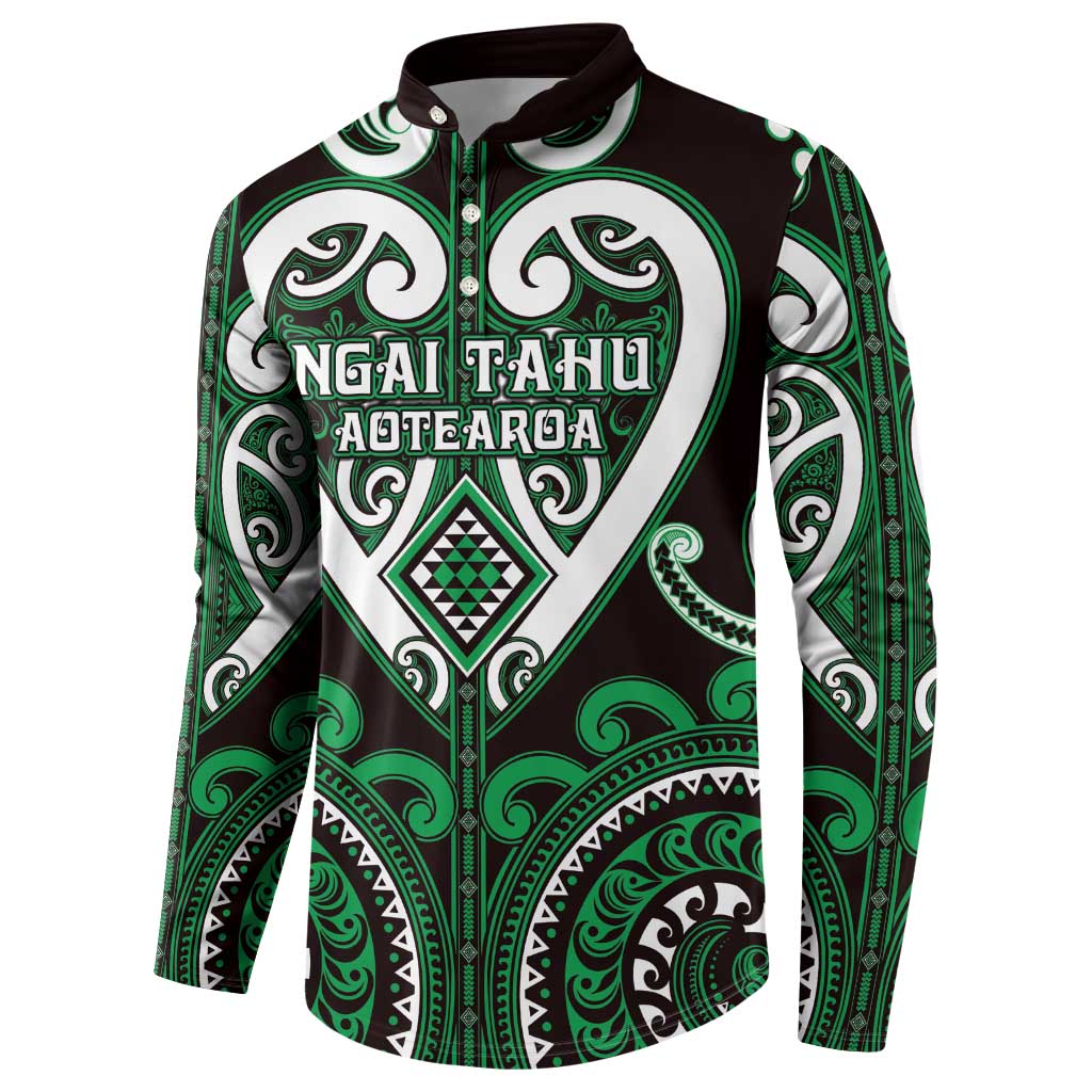Custom Aotearoa Ngai Tahu Button Sweatshirt Maori Tribal Pattern