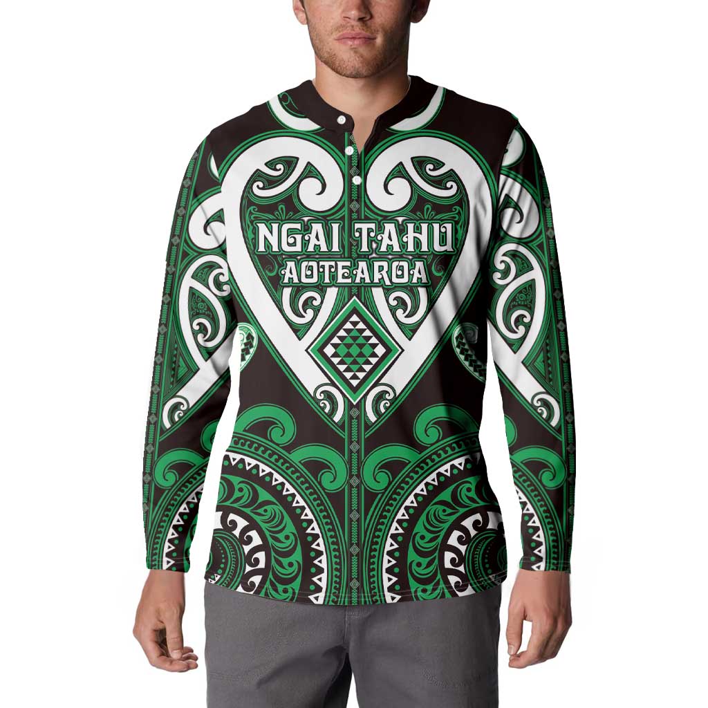 Custom Aotearoa Ngai Tahu Button Sweatshirt Maori Tribal Pattern