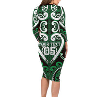 Custom Aotearoa Ngai Tahu Family Matching Long Sleeve Bodycon Dress and Hawaiian Shirt Maori Tribal Pattern