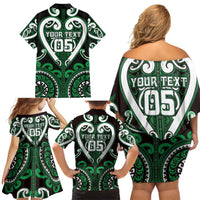 Custom Aotearoa Ngai Tahu Family Matching Off Shoulder Short Dress and Hawaiian Shirt Maori Tribal Pattern LT05 - Polynesian Pride