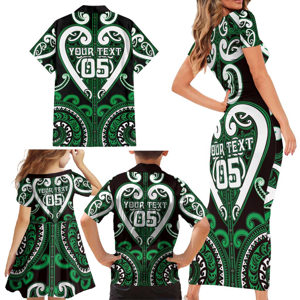 Custom Aotearoa Ngai Tahu Family Matching Short Sleeve Bodycon Dress and Hawaiian Shirt Maori Tribal Pattern