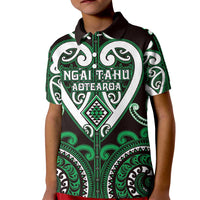 Custom Aotearoa Ngai Tahu Kid Polo Shirt Maori Tribal Pattern LT05 Kid Green - Polynesian Pride