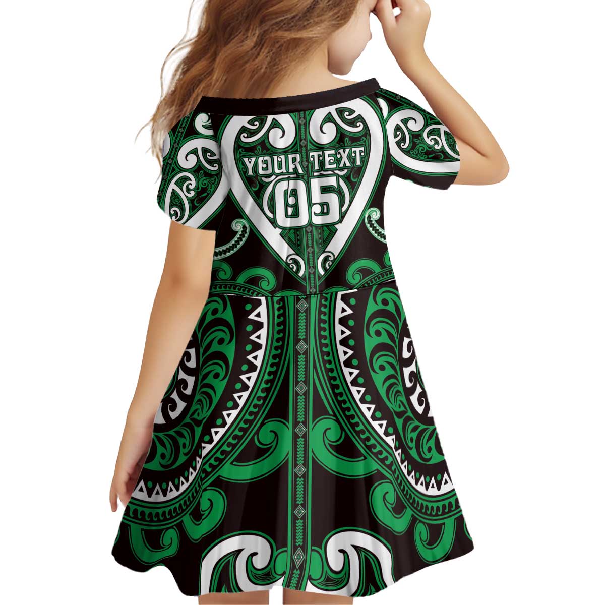 Custom Aotearoa Ngai Tahu Kid Short Sleeve Dress Maori Tribal Pattern