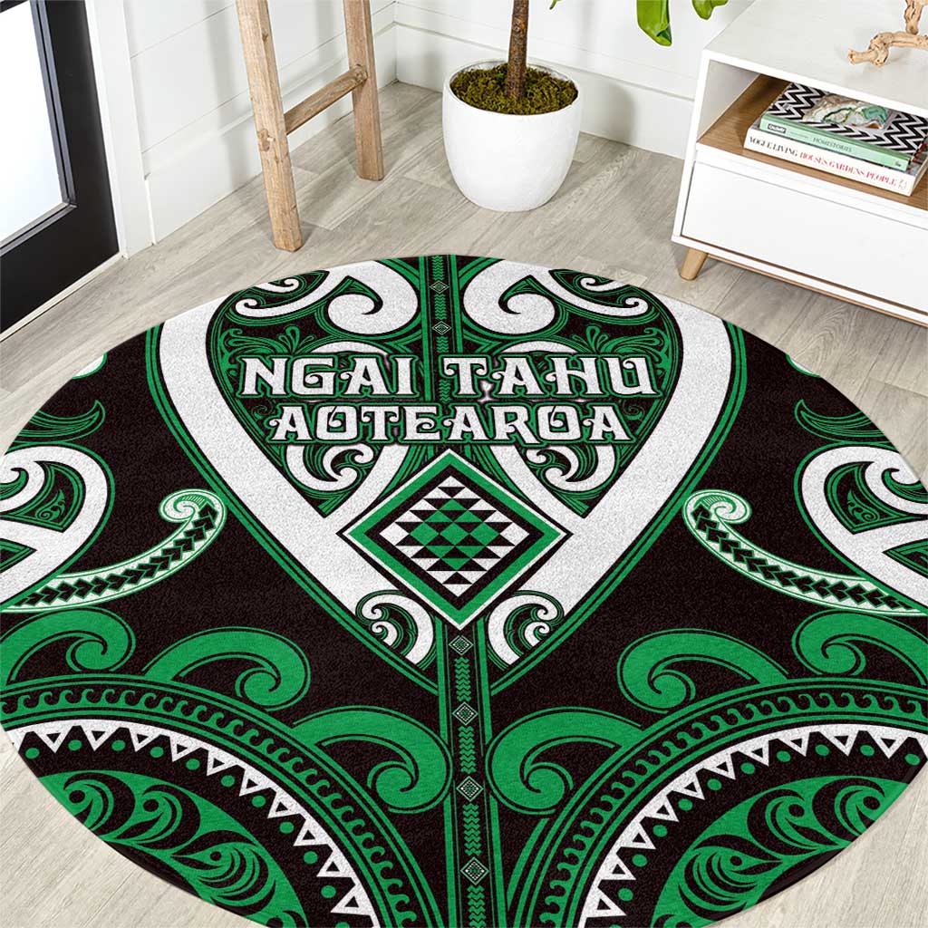 Aotearoa Ngai Tahu Round Carpet Maori Tribal Pattern LT05 Green - Polynesian Pride
