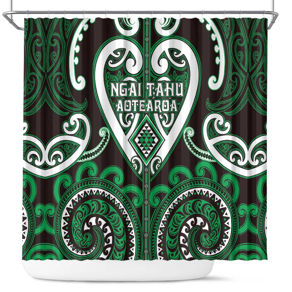 Aotearoa Ngai Tahu Shower Curtain Maori Tribal Pattern LT05 Green - Polynesian Pride