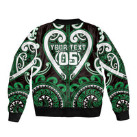 Custom Aotearoa Ngai Tahu Sleeve Zip Bomber Jacket Maori Tribal Pattern