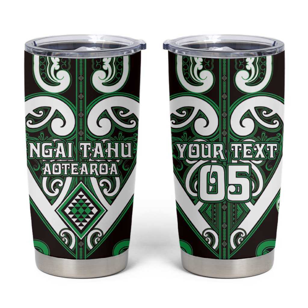 Custom Aotearoa Ngai Tahu Tumbler Cup Maori Tribal Pattern LT05 Green - Polynesian Pride