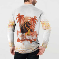 Hawaiian Volcano Lava Flow Button Sweatshirt With Hawaiian Tapa Pattern