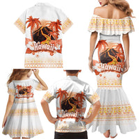 Hawaiian Volcano Lava Flow Family Matching Mermaid Dress and Hawaiian Shirt With Hawaiian Tapa Pattern LT05 - Polynesian Pride