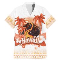 Hawaiian Volcano Lava Flow Family Matching Mermaid Dress and Hawaiian Shirt With Hawaiian Tapa Pattern LT05 Dad's Shirt - Short Sleeve Orange - Polynesian Pride