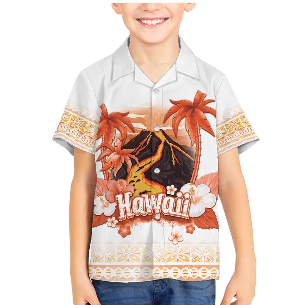 Hawaiian Volcano Lava Flow Family Matching Mermaid Dress and Hawaiian Shirt With Hawaiian Tapa Pattern LT05 Son's Shirt Orange - Polynesian Pride