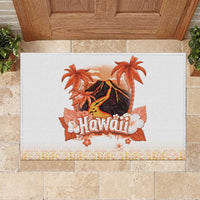 Hawaiian Volcano Lava Flow Rubber Doormat With Hawaiian Tapa Pattern
