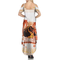 Hawaiian Volcano Lava Flow Summer Maxi Dress With Hawaiian Tapa Pattern