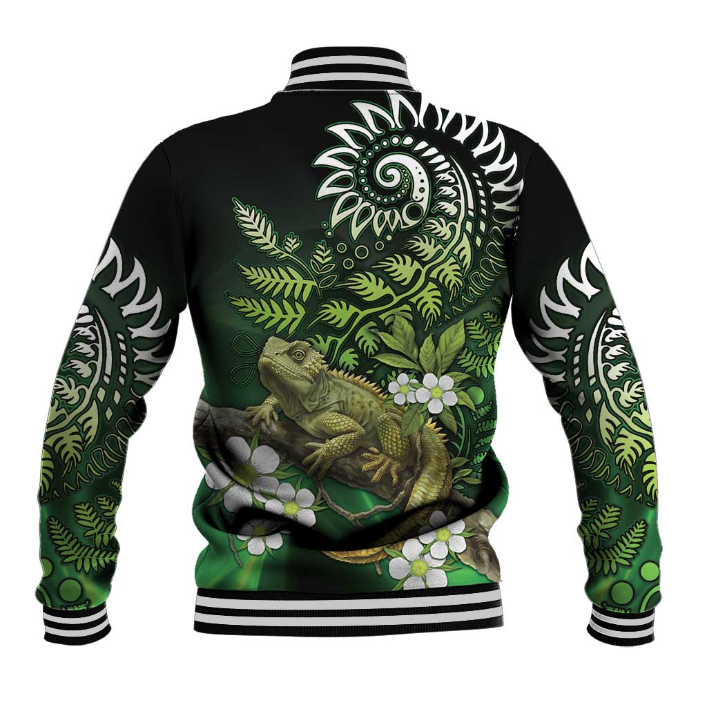 Aotearoa New Zealand Tuatara Baseball Jacket Maori Koru Art LT05 - Polynesian Pride