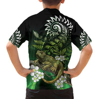 Aotearoa New Zealand Tuatara Family Matching Summer Maxi Dress and Hawaiian Shirt Maori Koru Art LT05 - Polynesian Pride